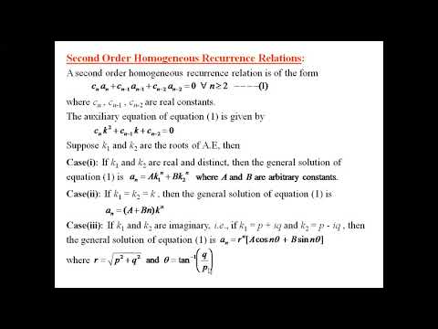 Second Order Recurrence Relation