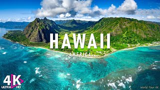 Flying Over Hawaii 4K  Relaxing Music With Beautiful Natural Landscape  Amazing Nature