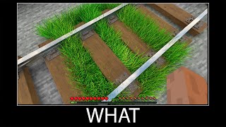 Minecraft wait what meme part 296 realistic minecraft Grass and Rails
