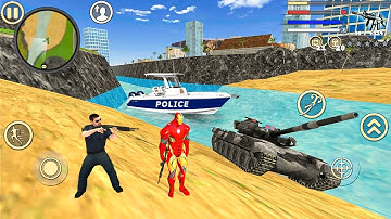 Iron Rope Hero Vice Town City - Fun at NY City Tank - Android Gameplay