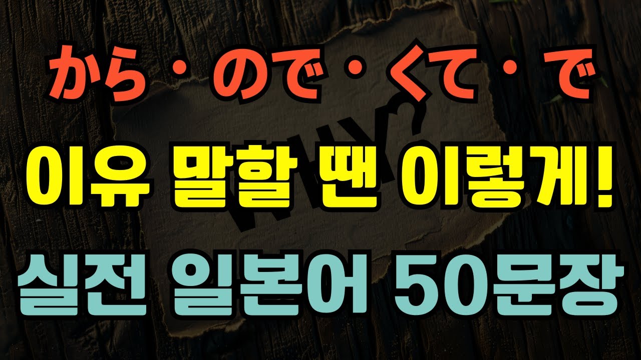 [블라블라 일본어] 실전 회화에 꼭 나오는 이유 표현! から・ので・くて・で 완전정복