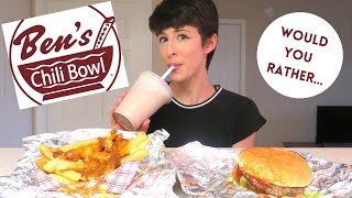 CHILI CHEESE FRIES, BURGER, & MILKSHAKE MUKBANG | BEN'S CHILI BOWL