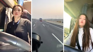 Female Truck Driver Lianmei On Duty Early Highway Run, Trailer Checks, And Real Work Moments