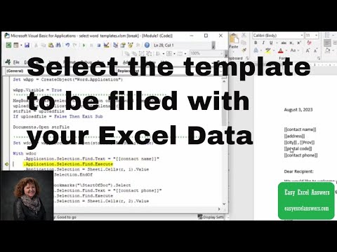 Select the template to be filled with your Excel Data