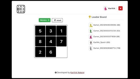 Number Slider Puzzle using OutSystems