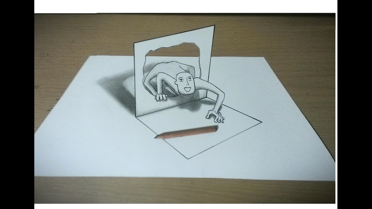トリックアート 小さな変なヤツがいる の描き方 Trick Art Method Of Drawing Fairies On Paper Youtube