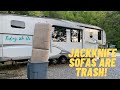 IKEA Furniture in our RV - Replacing our Jackknife Sofa Bunk Bed - 5th wheel bunkhouse mod part 1