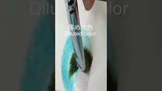 アクリル　インク　リキテックスリキッド　ターコイズブルーで描く色んな丸の模様絵手紙liquitex liquid turquoise