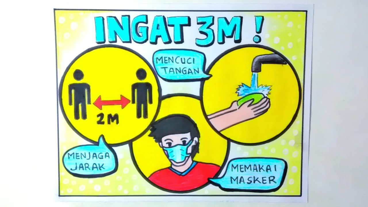 Cara Menggambar 3m Menjaga Jarak