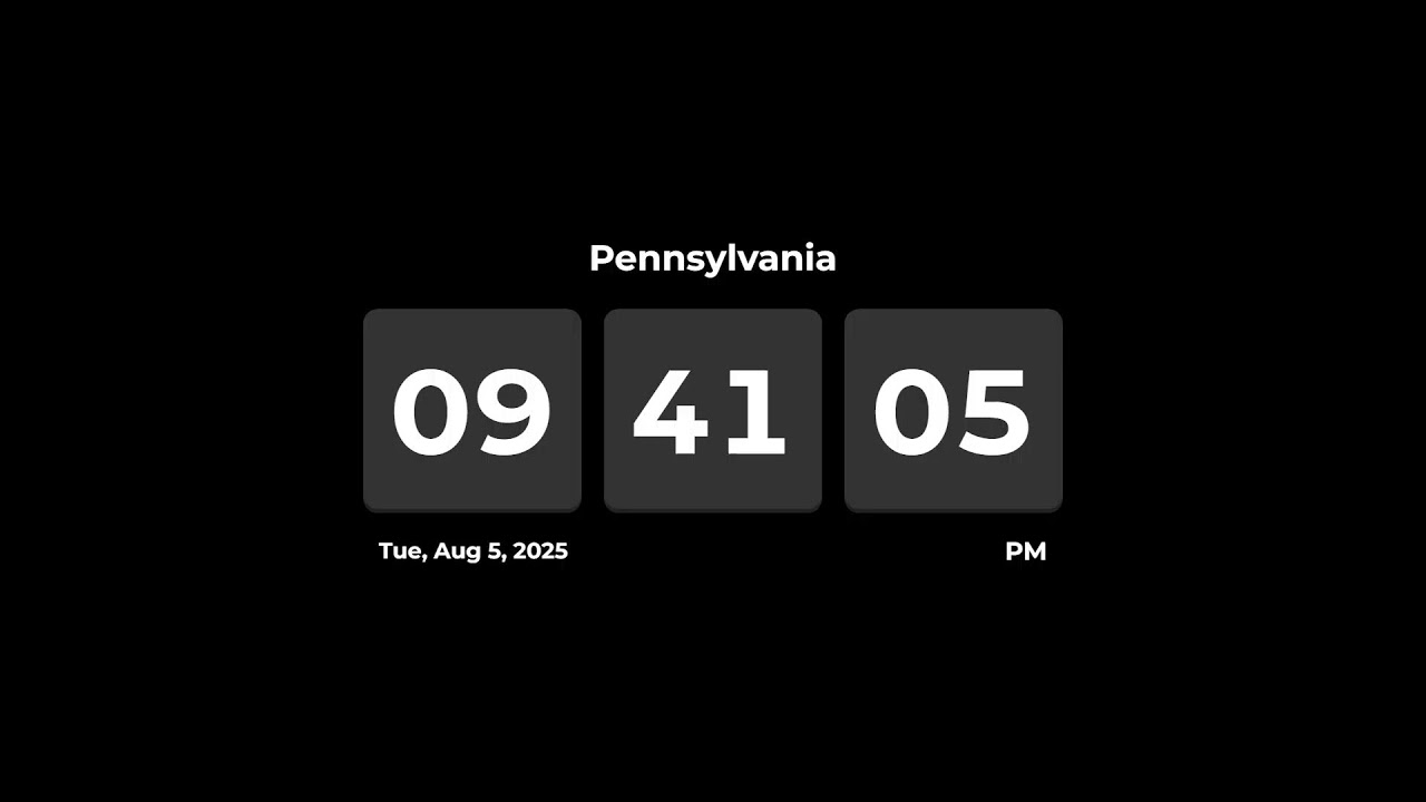 🔴 LIVE | Clock / Time in Pennsylvania now / LIVE Pennsylvania / what time is it now