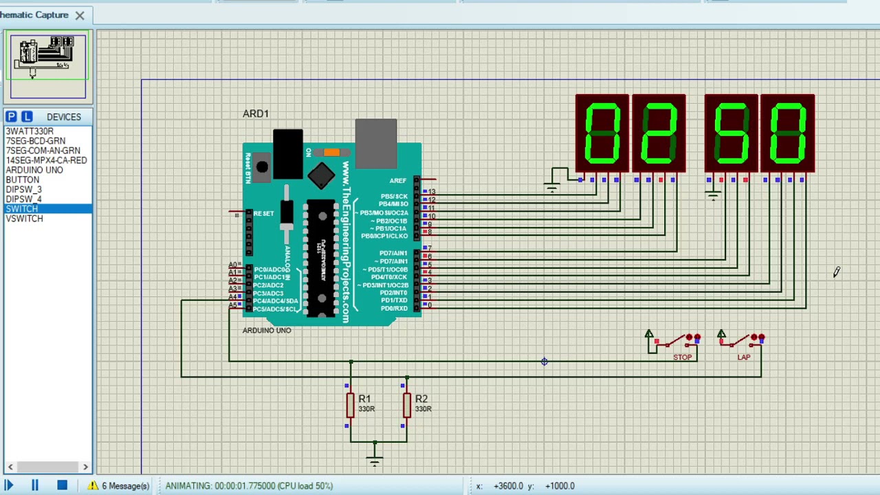 Cronómetro con Arduino y Proteus visualizado en 4 displays 7 segmentos. -  YouTube