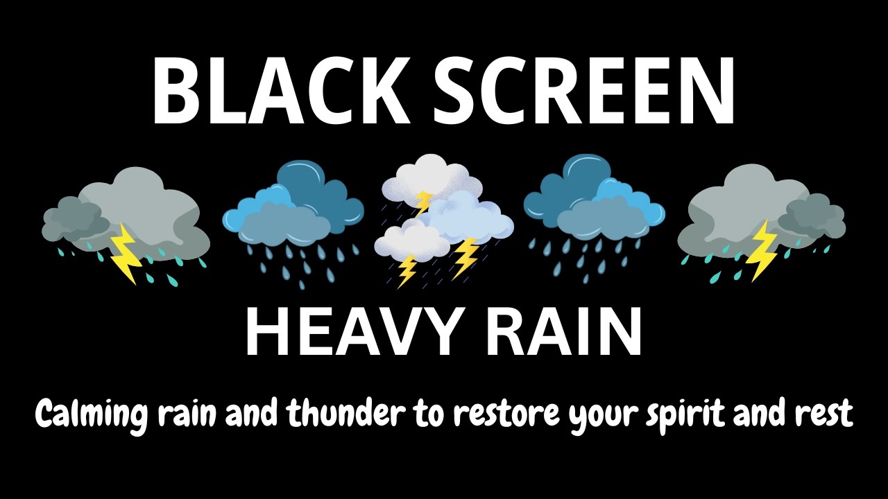 Night Rain & Thunder Ambience | BLACK SCREEN | Peaceful Rest