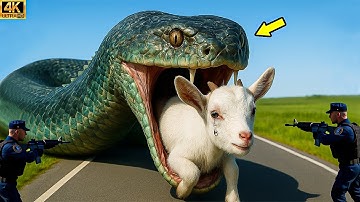 Brave Heroes Save Innocent Baby Goat from Deadly Muscle Python🐍