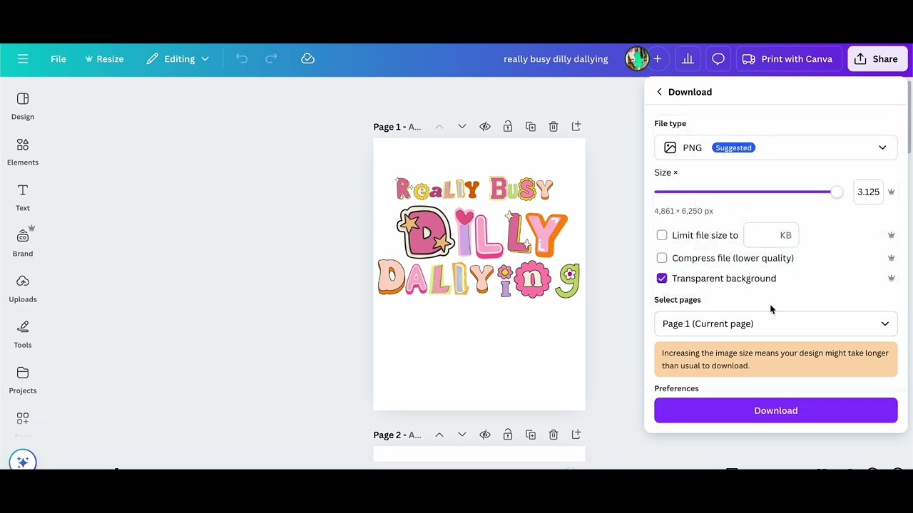 How to save images designed in Canva for upload to the gang sheet builder