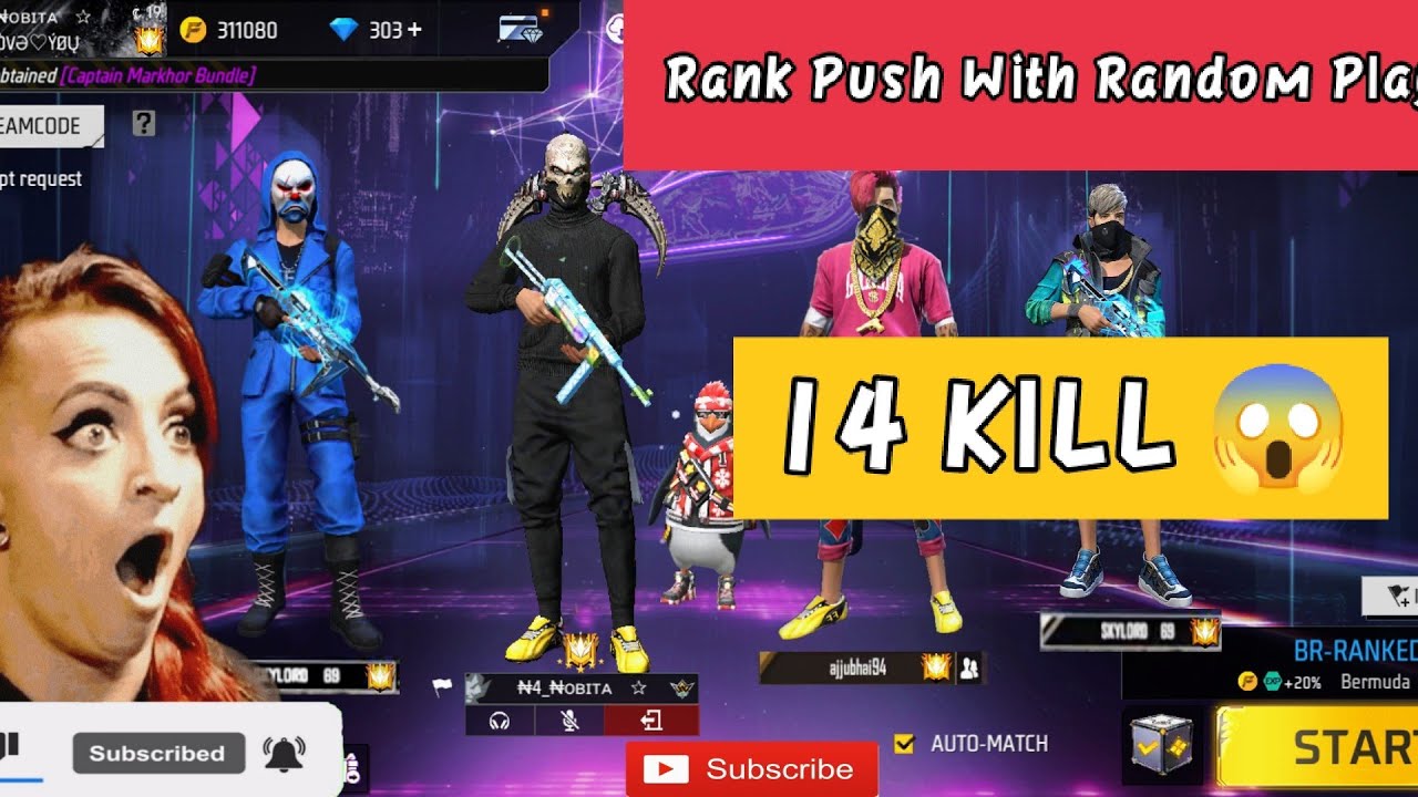 Free Fire Rank Push With Random Players 🔥 14Kill😱 Rank Push With Tips ...