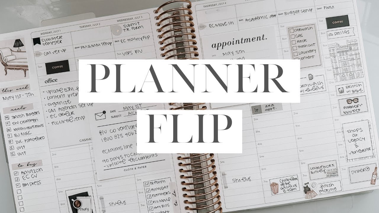 Erin Condren Hourly LifePlanner End of Month Flip & Set Up - YouTube