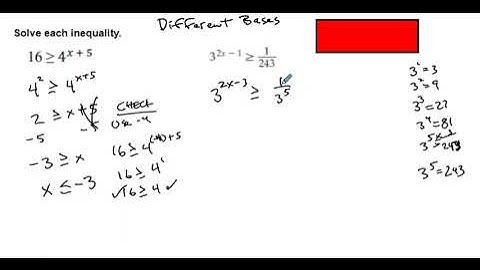 Alg2 Sem 2 Unit 5 Lesson 3 Solving Exponential Inequalities -  Different Bases (Change One)