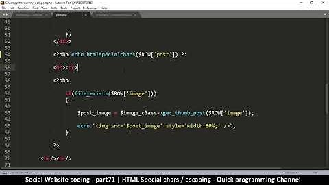 Social Website from scratch - Part 71 - HTML Special Chars / Escaping | OOP PHP with MYSQL Database