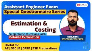Estimation and Costing | AE Questionnaire Video Series | SSC JE | Overseer Civil |