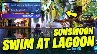 How to EASILY Swim Distance at Sunswoon Lagoon & Damage Opponents within 45s water - Fortnite Quest