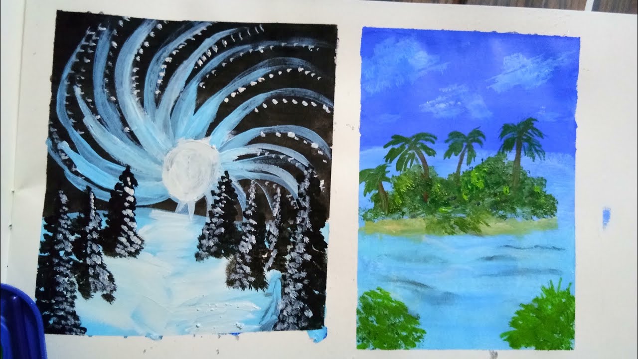 very easy beach painting tutorial /easy painting for beginners 