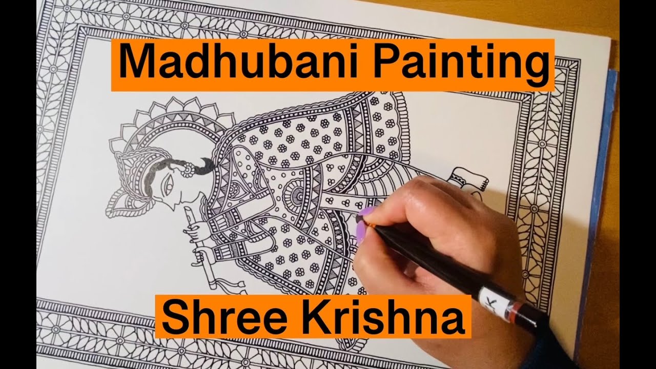 How to make Madhubani Painting of Shree Krishna II Tutorial in HINDI II