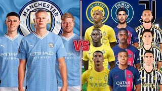 Haaland De Bruyne Foden 🆚 Al Nassr PSG Juventus (Ronaldo, Mbappe, Vlahovic, Dembele, Chiesa)💪⚽🔥