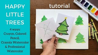 Happy Little Trees 🌲  Art Tutorial: Crayon, Pencil, School Watercolors & Professional Watercolors 🌲 by Heid Horch 64 views 3 years ago 9 minutes, 59 seconds
