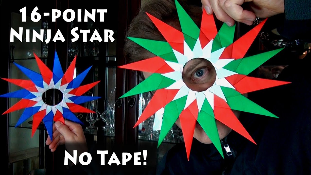 Origami 16Point Ninja Star No Tape YouTube