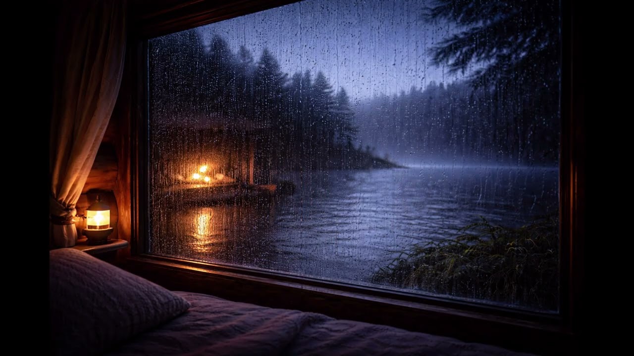 Sleep Better TONIGHT with Heavy Rain on the Lake at Night 🌧️ Cozy Cabin Storm Sounds for Sleeping