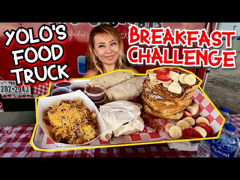 YOLO'S FOOD TRUCK BREAKFAST CHALLENGE....I DO IT IN THE STORM?! #RainaisCrazy in Amarillo, TX!!