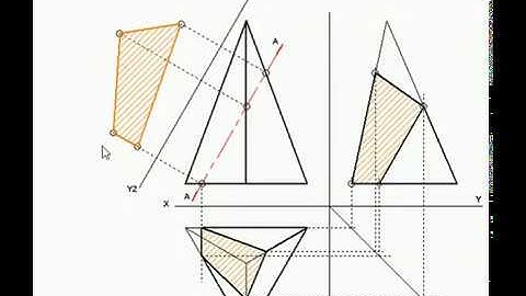 True shape of section regarding a solid PYRAMID with triangular base