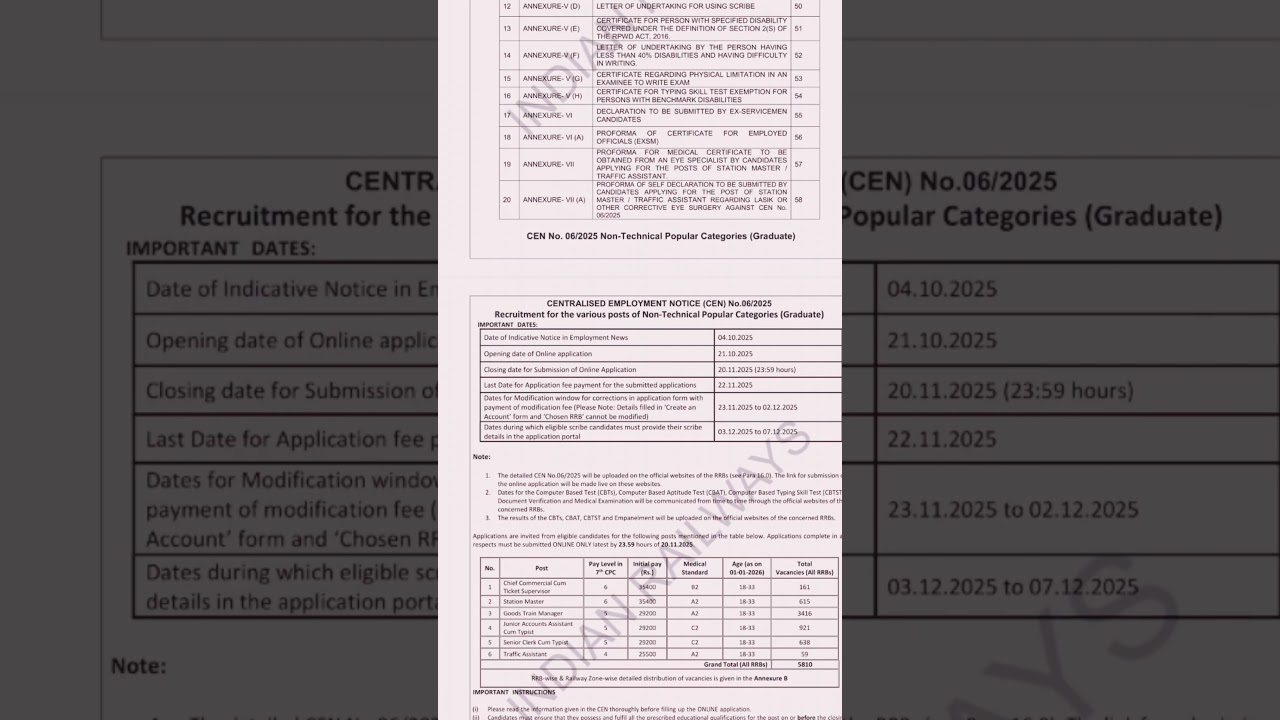 railway exam official notification 