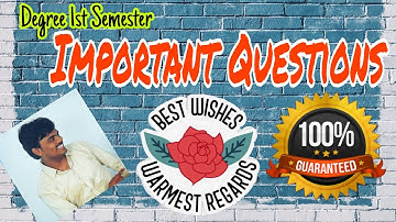 Most Important Questions | Degree 1st Semester | Best wishes 🎉