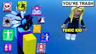 I Trolled TOXIC KID With EVERY ABILITY In Roblox Blade Ball