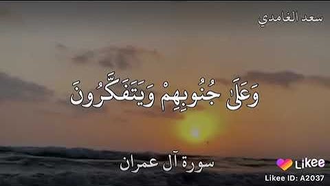 القارئ سعد الغامدي(الَّذِينَ يَذْكُرُونَ اللَّهَ قِيَامًا وَقُعُودًا وَعَلَىٰ جُنُوبِهِمْ)آل عمران