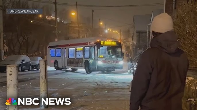 Watch Video Shows Bus Slide On Ice And Crash Into A Fire Hydrant In North Philadelphia