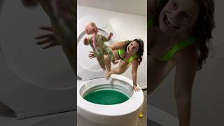 Crazy Face Lady Surprise Saves Baby From The Worlds Largest Toilet Green Pool #Shorts