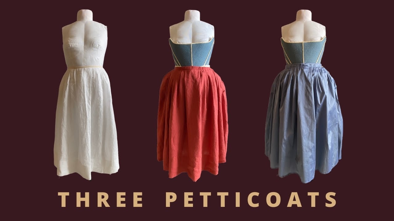 I made three 18th Century petticoats to wear under my Italian Gown