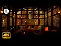 🔥 Cozy Autumn Ambience 4K - Crackling Fireplace w/ Rain on Roof &amp; Thunder for Sleep, Relaxation, Spa