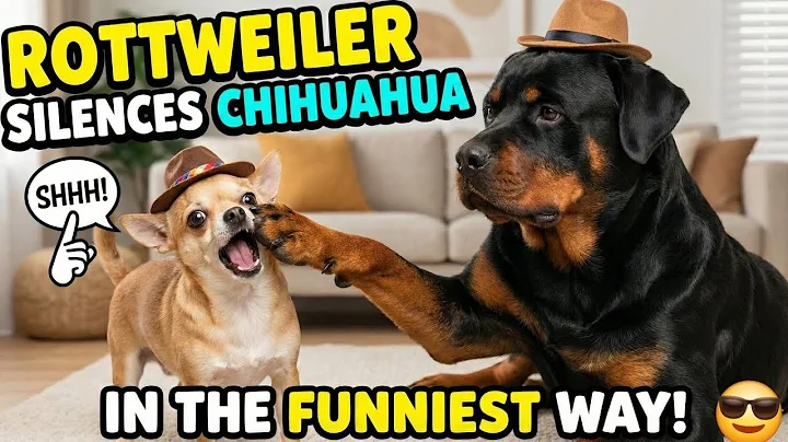 Rottweiler Silences Barking Chihuahua in the Funniest Way! 🤣​#Rottweiler #Chihuahua #FunnyDogs 