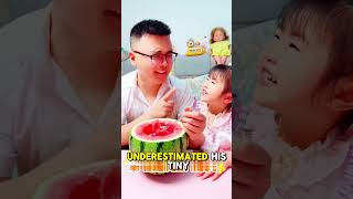 🍉 Dad vs Daughter Watermelon Challenge 😂 #shorts #comedy #funny #dadvsdaughter #watermelonchallenge