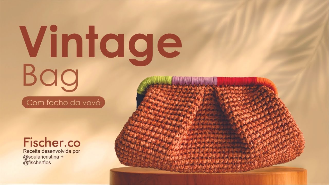 Vintage Bag com fecho da vovó em crochê com Fio de Malha Estampado Digital 25mm (por Lari Cristina)