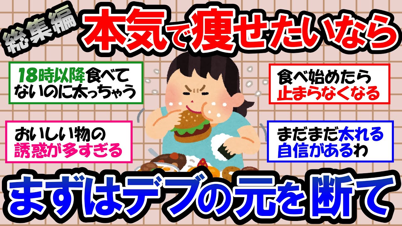 【ガルちゃん 有益トピ】ダイエットを成功させるために、まずは太る原因を知り、太る習慣をやめよう！本気で痩せたいなら生活習慣を変えるべし！食事｜運動｜筋トレ【ゆっくり解説】