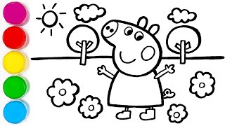 Peppa Pig Coloring Pages for Kids - How to easy drawing and coloring Peppa Pig