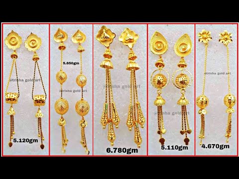 Gold Color Geometric Long Thread Drop Earrings in Latur at best price by  Locket Wala (Head Office) - Justdial