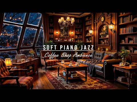 Quiet Winter Corner Coffee Shop Ambience Soft Piano Jazz Fireplace Sounds For Relaxing Studying 