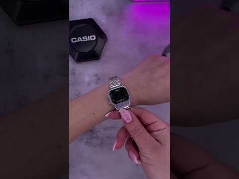 Наручний годинник Casio LA680WA-1B унісекс, електронний сріблястий браслет з підсвічуванням