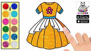 Glitter Dress Coloring Pages for Girls screenshot 1