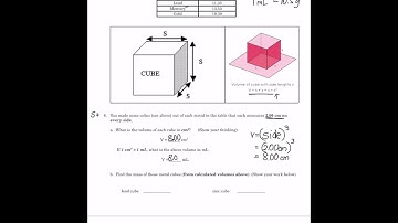 Unit 1 Worksheet 3 - Mass, Volume, and Density - Question 5/6 Key